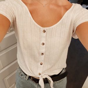 American Eagle Tie Tee with Buttons